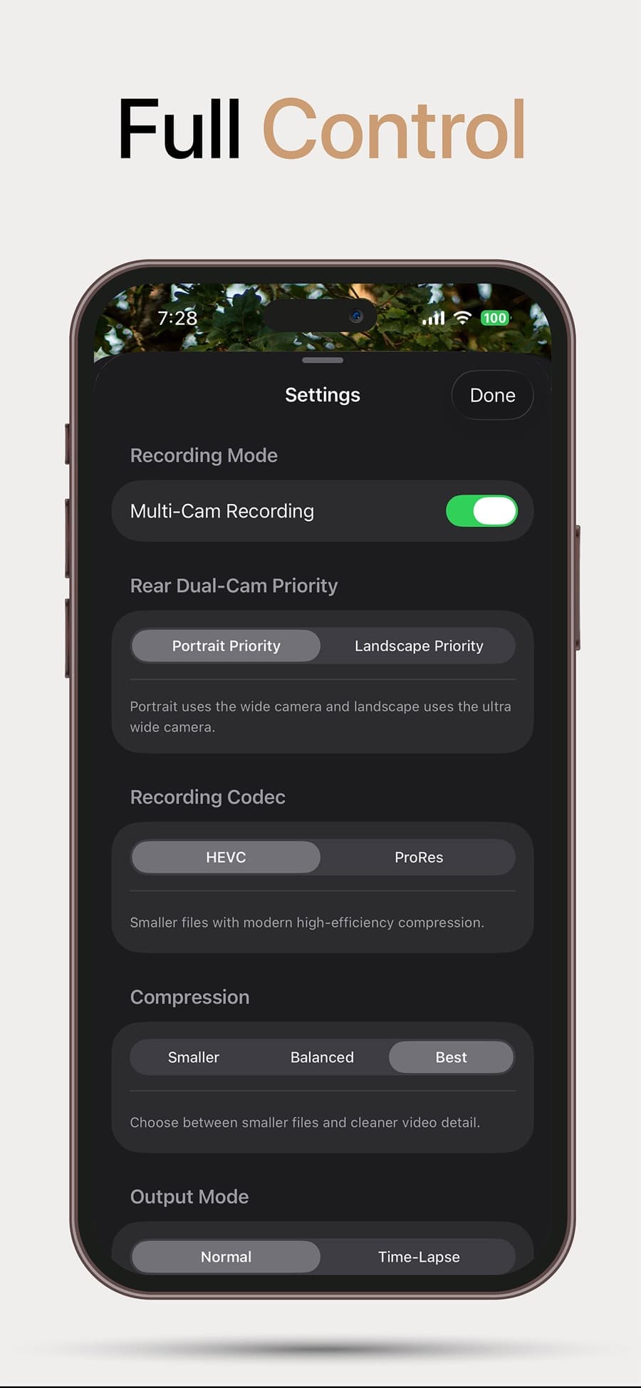 DualRecorder recording controls and camera tools
